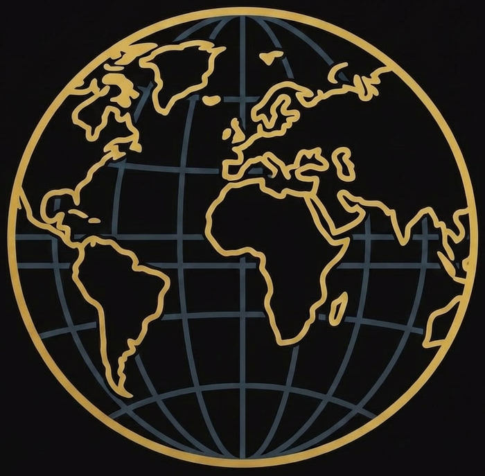 Golden emblem with three abstract human figures inside a circle symbolizing community and togetherness